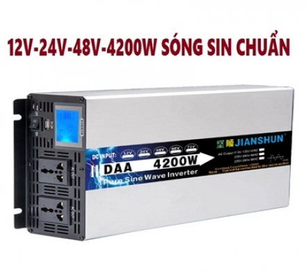 Bộ chuyển đổi nguồn 12v 24v 48v lên 220v 4200W Sóng Sin chuẩn- inverter-Kich điện sóng sin tinh khiết