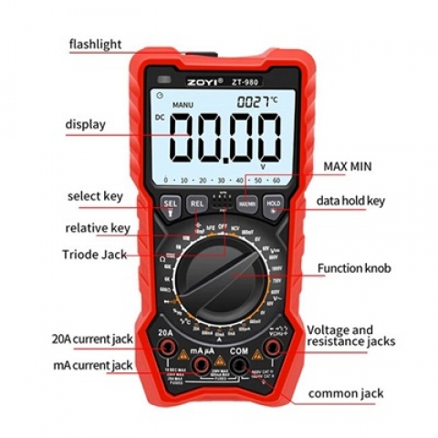 Đồng hồ vạn năng kỹ thuật số Zoyi ZT-980 True RMS 6000