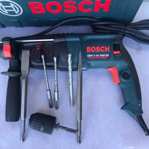 Máy khoan bê tông bosh 2 26 công suất 800W dây đồng 100% kèm bộ phụ kiện đầy đủ như hình