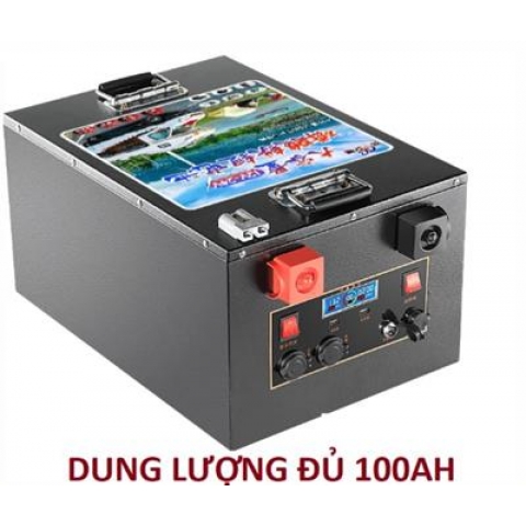Bình Pin Lithium 12V-100AH Dung lượng thực CÓ LED hiển thị