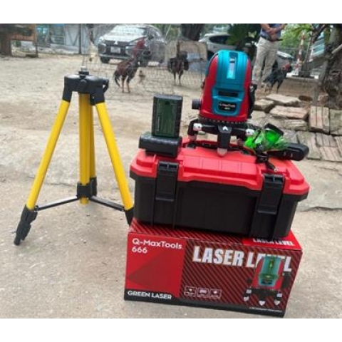 Máy bắn cos Laser 5 tia xanh siêu sáng CHÍNH HÃNG Q-MAXTOOL 666 2 pin 10000mAh