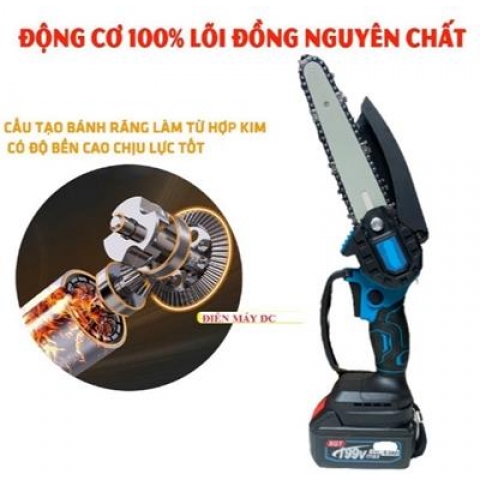 Máy cưa xích Máy cưa pin cầm tay pin 10cell cắt gỗ tỉa cành cây động cơ mạnh mẽ, bảo hành 12 tháng