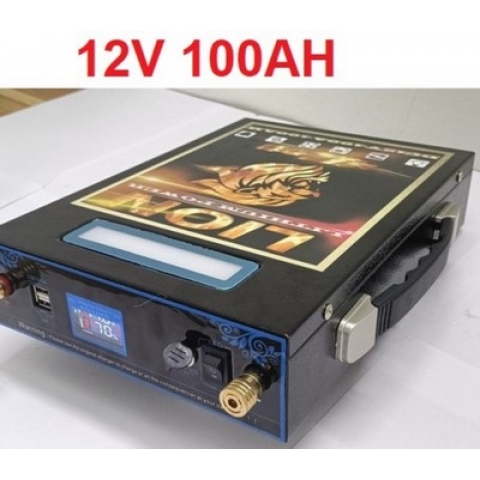 Bình acquy pin Lithium 12v-100Ah, Pin Lion 100A siêu nhẹ tiện lợi hiển thị màn hình led - 100Ah-2024