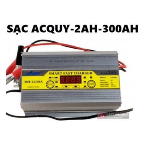 Bộ sạc bình ắc quy thông minh 12V-30A có màn hình hiển thị từ 2Ah đến 300ah SUOER - MH-1230A