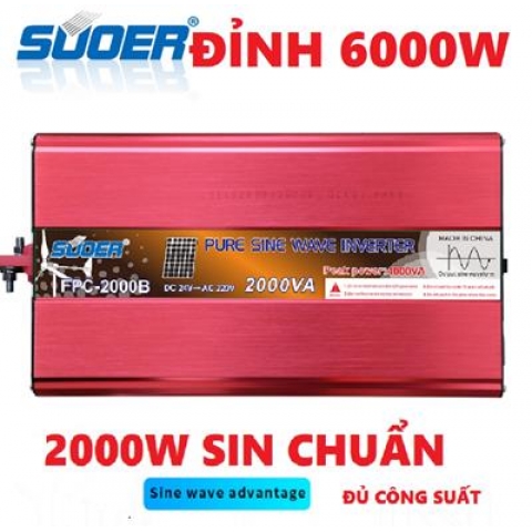 Bộ đổi điện inverter Suoer 12v-24v sang 220v sine chuẩn Đúng Công Suất - SuoerFPC 2000W