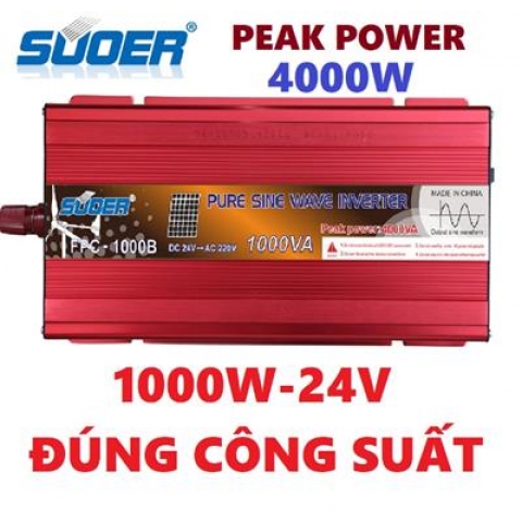 Bộ đổi điện inverter Suoer 12v-24v sang 220v sine chuẩn Đúng Công Suất - SuoerFPC 1000W