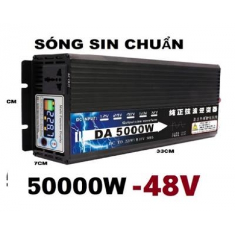 Bộ chuyển đổi điện công suất 5000W DC 48V sang AC 220V sóng sin chuẩn với màn hình LCD MÀU - 48V-5000W