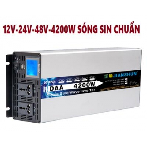Bộ chuyển đổi nguồn 12v 24v 48v lên 220v 4200W Sóng Sin chuẩn