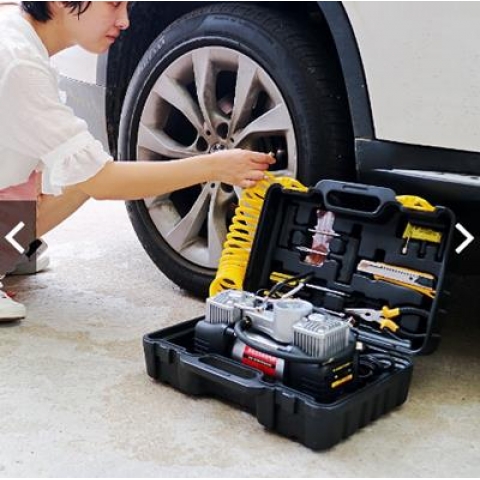 Máy Bơm Lốp Ô Tô Nén Khí - Bơm Lốp Điện Tử Tự Ngắt, Nguồn Tẩu 12V - CÓ ĐÈN LED