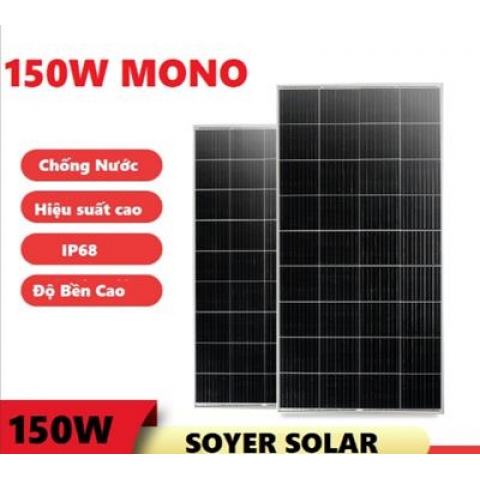 Tấm pin năng lượng mặt trời SOYER SOLAR 150W MONO- Hàng chính hãng, tặng Jack MC4