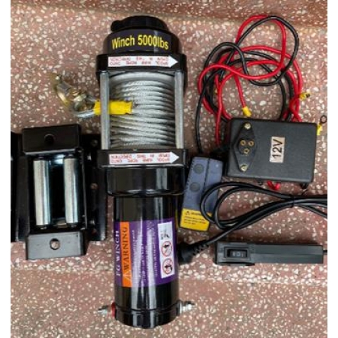 Tời điện 12v, Tời cứu hộ ô tô 5000lbs trọng tải kéo 2.500kg có điều khiển từ xa