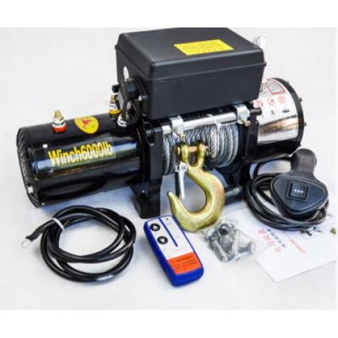 Tời điện ác quy 12v kéo xe kéo thuyền 6000lbs trọng tải kéo 2700kg cáp dài 15M có điều khiển từ xa