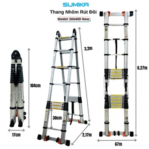 Thang Nhôm Rút Đôi Sumika SK640D NEW