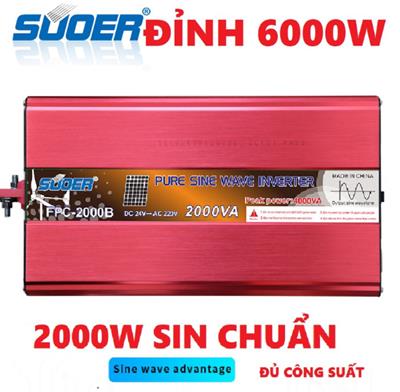 Bộ đổi điện sin chuẩn Suoer 2000w 24V sang 220V - FPC-2000B - FPC-2000