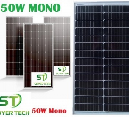 Tấm Pin Mono Năng Lượng Mặt Trời SUNTEK ST-50W18V10BB - Hàng Chính Hãng - Bảo hành 12 năm