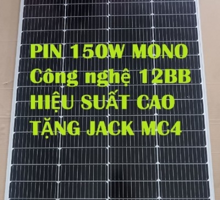 Tấm pin năng lượng mặt trời Mono Soyer Solar Vượt công suất 150W 12BB -Pin mới 100% BH 15 năm- Tặng rack MC4